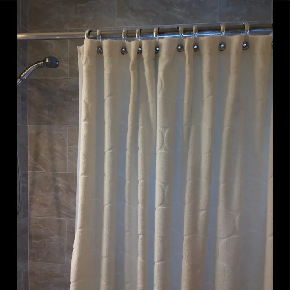 White Fabric Shower Curtain for Bathroom